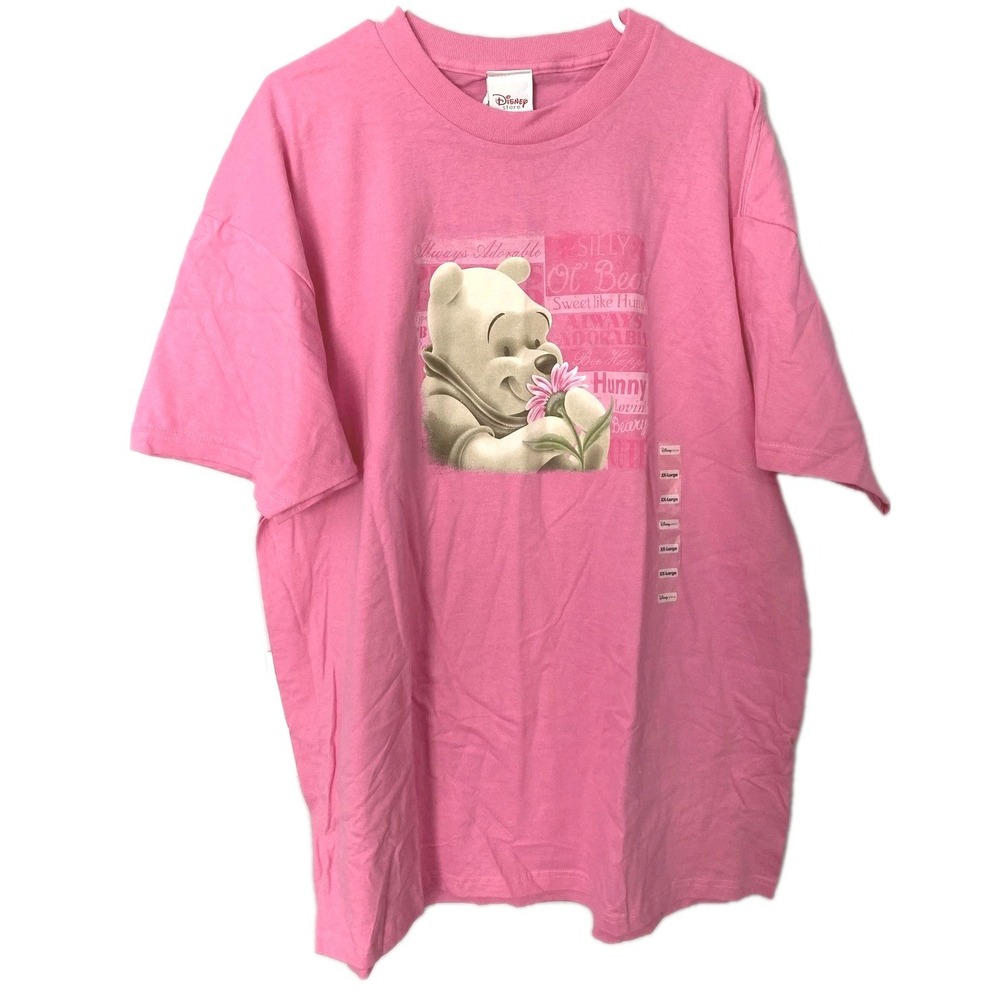 Vtg Disney Store Shirt Women 2X Pink Winnie The Pooh Hunny Bear Graphic Tee NWT